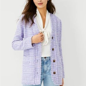 NWT Ann Taylor Fringe Tweed Cardigan Jacket